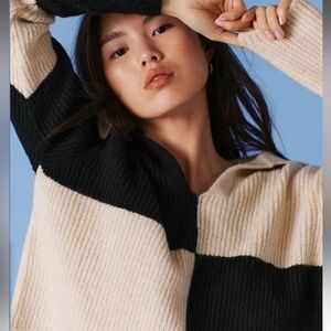 Nasty Gal Colorblock Oversized Collared Cropped Sweater